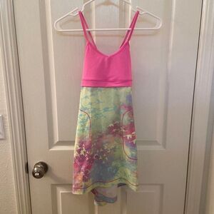 Ivivva by Lululemon Girls Seaside Cruiser Dress Pockets Pink Green Size 10